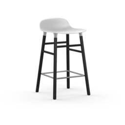 Normann Copenhagen Form Barstool - Wood - 65cm - White - Black Oak Legs Shell Colour: White, Leg Colour: Black Oak - thumbnail 1