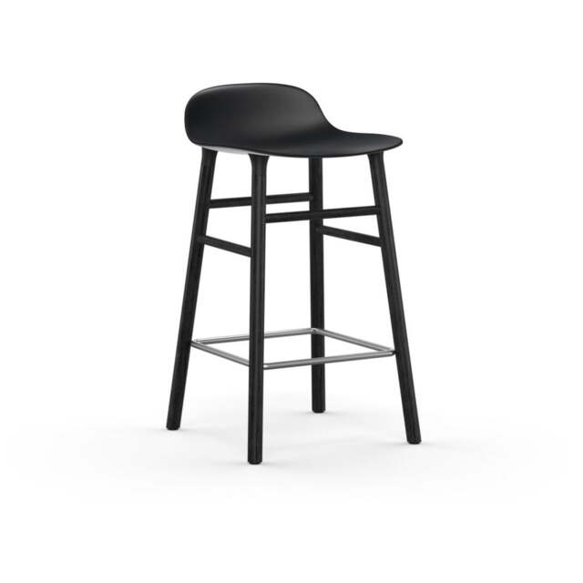 Normann Copenhagen Form Barstool - Wood - 65cm - Black - Black Oak Legs Shell Colour: Black, Leg Colour: Black Oak - image 1