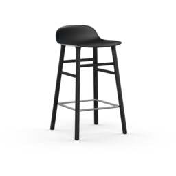 Normann Copenhagen Form Barstool - Wood - 65cm - Black - Black Oak Legs Shell Colour: Black, Leg Colour: Black Oak - thumbnail 1