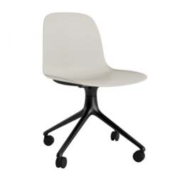 Normann Copenhagen Form Chair Swivel - 4 Wheel - Light Grey - Black Legs Shell Colour: Light Grey, Leg Colour: Black - thumbnail 1