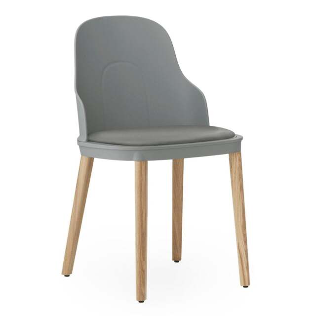 Normann Copenhagen Allez Chair - Grey - Lacquered Oak Legs - Grey/Ultra 41575 Leather Upholstered Seat Colour: Grey, Leg Colour: Lacquered Oak, Seat O - image 1