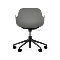 Normann Copenhagen Form Armchair Swivel - 5 Wheel - Gas Lift - Grey - Black Legs Shell Colour: Grey, Leg Colour: Black - thumbnail 4