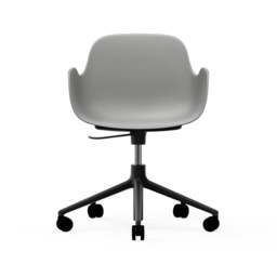 Normann Copenhagen Form Armchair Swivel - 5 Wheel - Gas Lift - Grey - Black Legs Shell Colour: Grey, Leg Colour: Black - thumbnail 2
