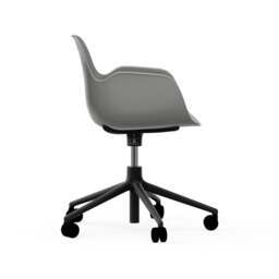 Normann Copenhagen Form Armchair Swivel - 5 Wheel - Gas Lift - Grey - Black Legs Shell Colour: Grey, Leg Colour: Black - thumbnail 3