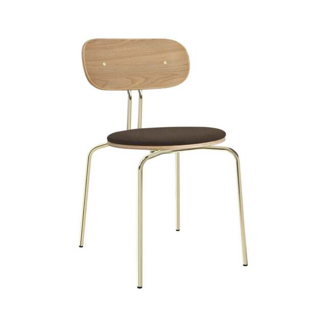 Umage Curious Dining Chair - Oak - Brass Legs - Mocca Cushion Leg Colour: Brass Legs, Colour: Mocca - image 1