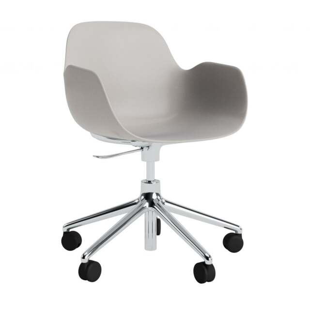 Normann Copenhagen Form Armchair Swivel - 5 Wheel - Gas Lift - Warm Grey - Aluminium Legs Shell Colour: Warm Grey, Leg Colour: Aluminium - image 1