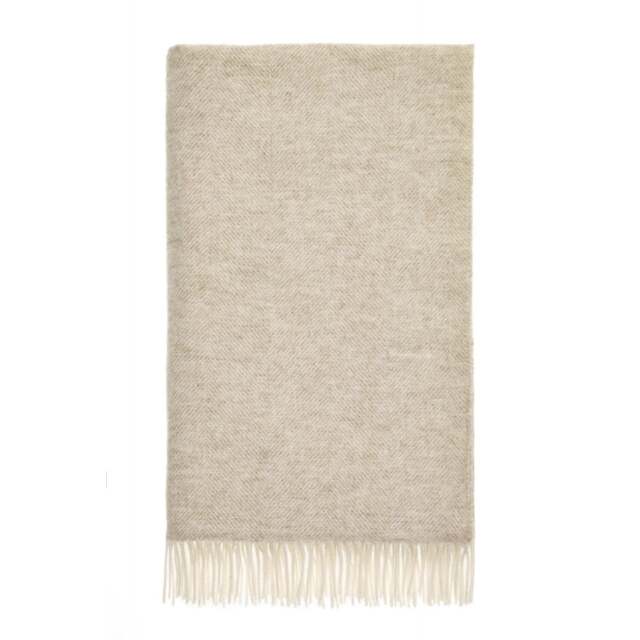 Bronte By Moon Pure Wool Herringbone Throw - Natural