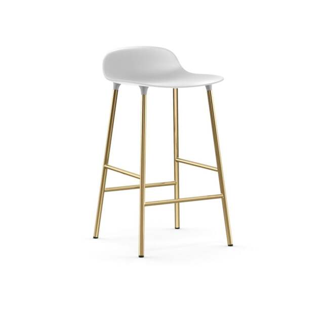 Normann Copenhagen Form Barstool - 65cm - White - Brass Legs Shell Colour: White, Leg Colour: Brass - image 1