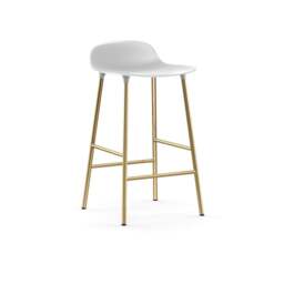 Normann Copenhagen Form Barstool - 65cm - White - Brass Legs Shell Colour: White, Leg Colour: Brass - thumbnail 1