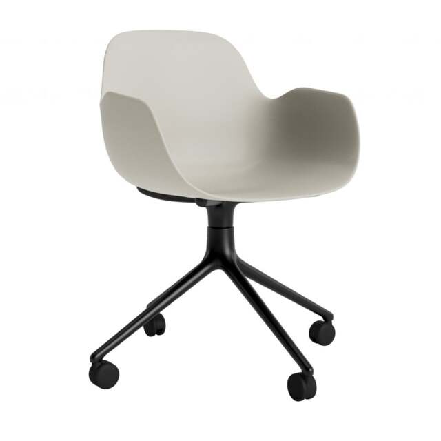 Normann Copenhagen Form Armchair Swivel - 4 Wheel - Light Grey - Black Legs Shell Colour: Light Grey, Leg Colour: Black - image 1