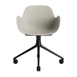 Normann Copenhagen Form Armchair Swivel - 4 Wheel - Light Grey - Black Legs Shell Colour: Light Grey, Leg Colour: Black - thumbnail 2