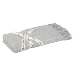 Bronte By Moon Luxury Lambswool Pinstripe Throw - Grey - thumbnail 5