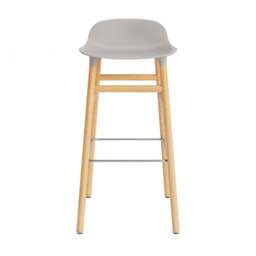 Normann Copenhagen Form Barstool - Wood - 75cm - Warm Grey - Oak Legs Shell Colour: Warm Grey, Leg Colour: Oak - thumbnail 2