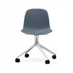 Normann Copenhagen Form Chair Swivel - 4 Wheel - Blue - Aluminium Legs Shell Colour: Blue, Leg Colour: Aluminium - thumbnail 2