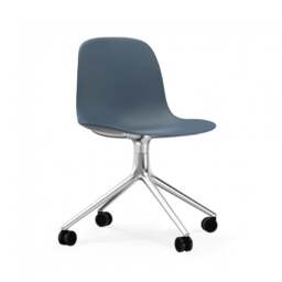 Normann Copenhagen Form Chair Swivel - 4 Wheel - Blue - Aluminium Legs Shell Colour: Blue, Leg Colour: Aluminium
