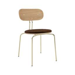 Umage Curious Dining Chair - Oak - Brass Legs - Teddy Brown Cushion Leg Colour: Brass Legs, Colour: Teddy Brown - thumbnail 1