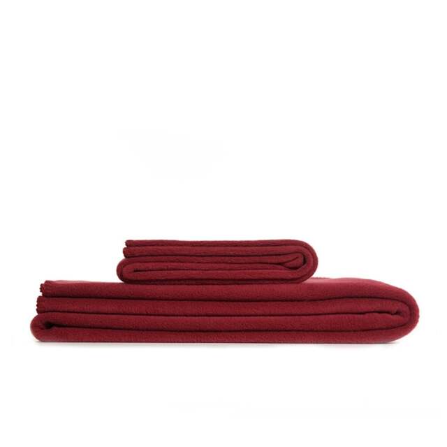 Tweedmill Textiles Plain Fleece Throw with Blanket Stitch - Wine - Large Colour: Wine, Size: Large 145x200cm