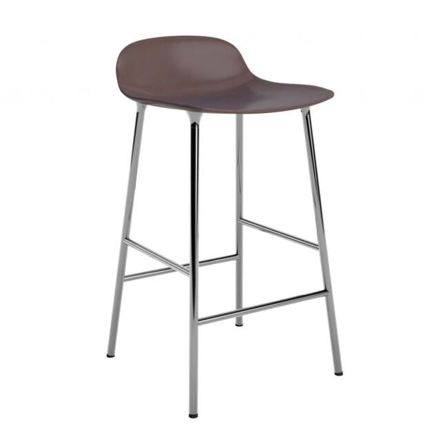 Normann Copenhagen Form Barstool - 65cm - Brown - Chrome Legs Shell Colour: Brown, Leg Colour: Chrome - image 1