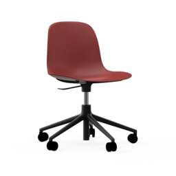 Normann Copenhagen Form Chair Swivel - 5 Wheel - Gas Lift - Red - Black Legs Shell Colour: Red, Leg Colour: Black