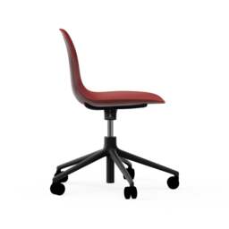 Normann Copenhagen Form Chair Swivel - 5 Wheel - Gas Lift - Red - Black Legs Shell Colour: Red, Leg Colour: Black - thumbnail 3