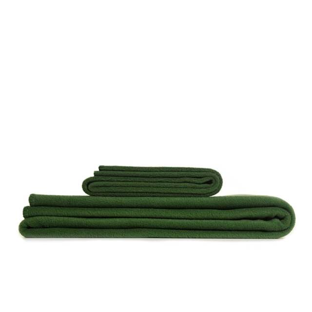 Tweedmill Textiles Plain Fleece Throw with Blanket Stitch - Forest Green - Large Colour: Forest Green, Size: Large 145x200cm