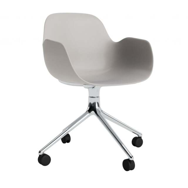 Normann Copenhagen Form Armchair Swivel - 4 Wheel - Warm Grey - Aluminium Legs Shell Colour: Warm Grey, Leg Colour: Aluminium - image 1