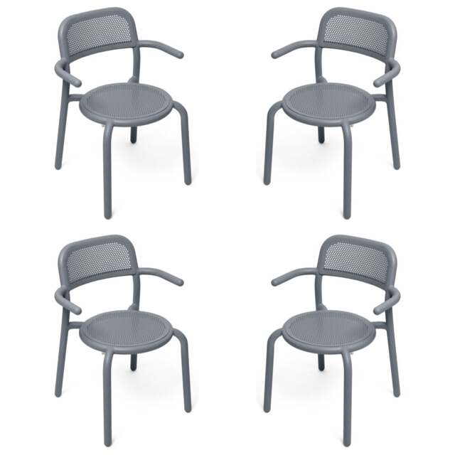 Fatboy Set of 4 Toni Stackable Garden Armchairs - Elephant Grey Colour: Elephant Grey - image 1