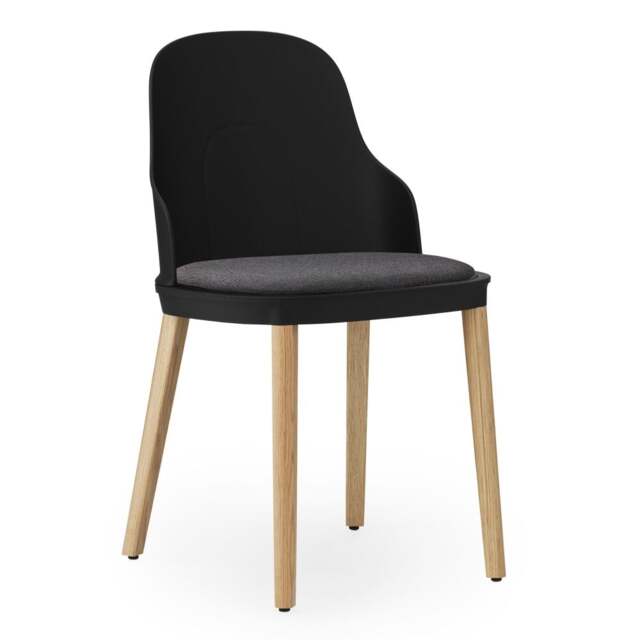 Normann Copenhagen Allez Chair - Black - Lacquered Oak Legs - Black Canvas SJA 3705 Outdoor Upholstered Seat Colour: Black, Leg Colour: Lacquered Oak, - image 1