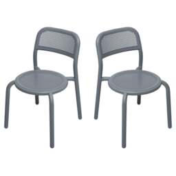 Fatboy Set of 2 Toni Stackable Garden Armchairs - Elephant Grey Colour: Elephant Grey - thumbnail 1