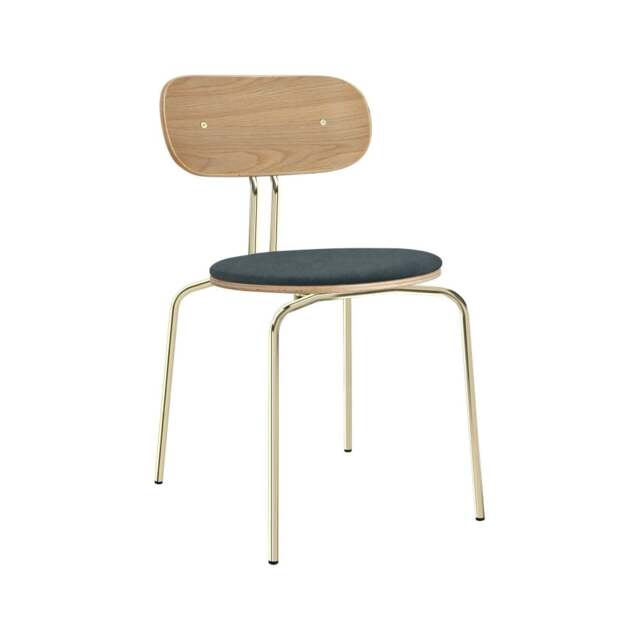 Umage Curious Dining Chair - Oak - Brass Legs - Quantum Blue Cushion Leg Colour: Brass Legs, Colour: Quantum Blue - image 1