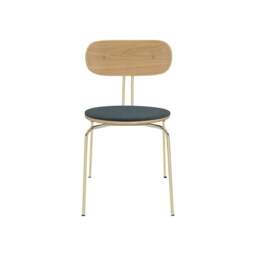 Umage Curious Dining Chair - Oak - Brass Legs - Quantum Blue Cushion Leg Colour: Brass Legs, Colour: Quantum Blue - thumbnail 2