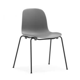 Normann Copenhagen Form Chair - Stacking - Grey - Black Steel Legs Shell Colour: Grey - thumbnail 1