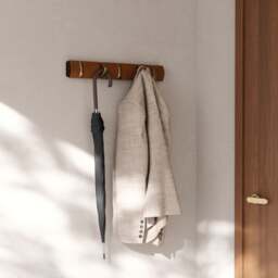Umbra Flip 5 Hook Coat Rack - Light Walnut/Warm Gold - thumbnail 2