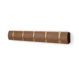 Umbra Flip 5 Hook Coat Rack - Light Walnut/Warm Gold - thumbnail 3