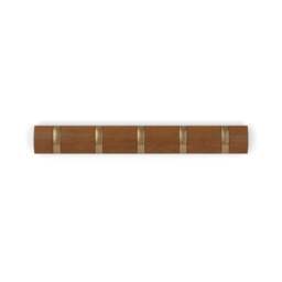 Umbra Flip 5 Hook Coat Rack - Light Walnut/Warm Gold - thumbnail 4