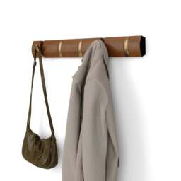 Umbra Flip 5 Hook Coat Rack - Light Walnut/Warm Gold