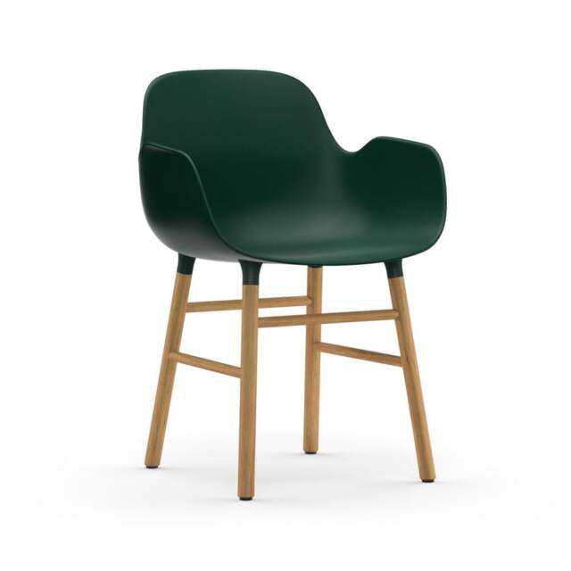 Normann Copenhagen Form Armchair - Green - Oak Legs Shell Colour: Green, Leg Colour: Oak - image 1