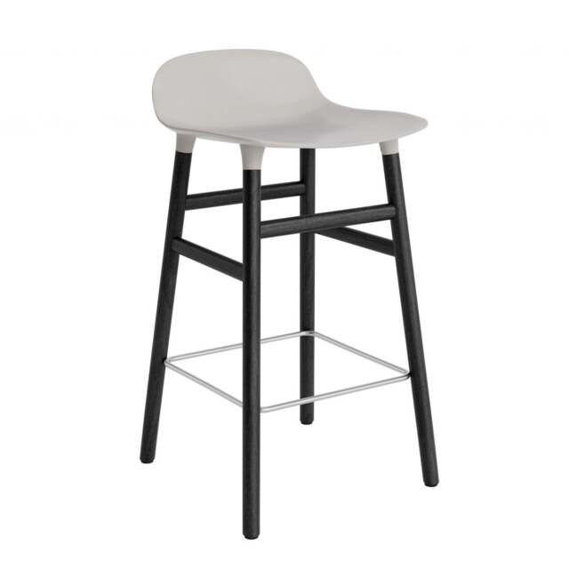Normann Copenhagen Form Barstool - Wood - 65cm - Warm Grey - Black Oak Legs Shell Colour: Warm Grey, Leg Colour: Black Oak - image 1
