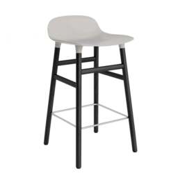 Normann Copenhagen Form Barstool - Wood - 65cm - Warm Grey - Black Oak Legs Shell Colour: Warm Grey, Leg Colour: Black Oak - thumbnail 1