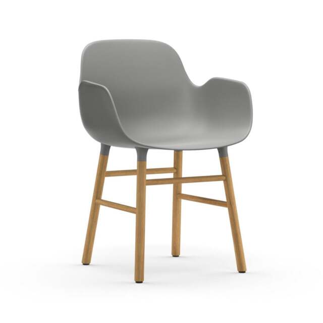 Normann Copenhagen Form Armchair - Grey - Oak Legs Shell Colour: Grey, Leg Colour: Oak - image 1