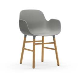 Normann Copenhagen Form Armchair - Grey - Oak Legs Shell Colour: Grey, Leg Colour: Oak - thumbnail 1
