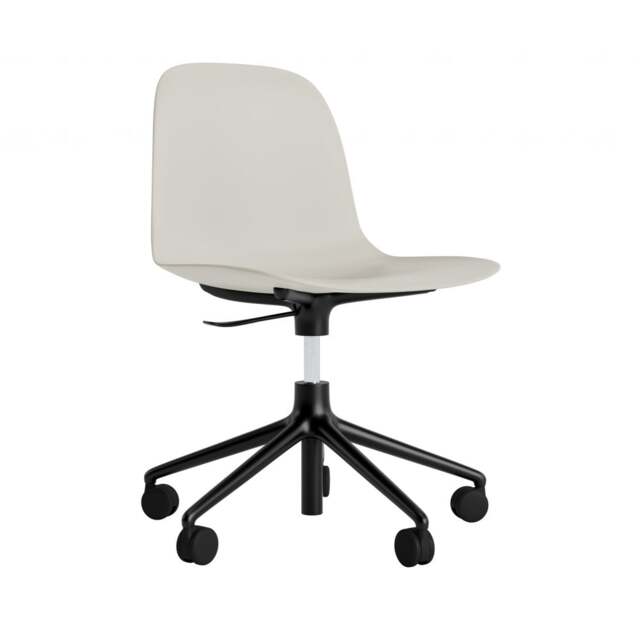 Normann Copenhagen Form Chair Swivel - 5 Wheel - Gas Lift - Light Grey - Black Legs Shell Colour: Light Grey, Leg Colour: Black - image 1