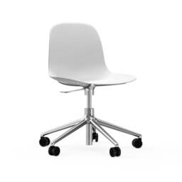Normann Copenhagen Form Chair Swivel - 5 Wheel - Gas Lift - White - Aluminium Legs Shell Colour: White, Leg Colour: Aluminium