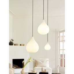Halo Design Drops Opal Glass Pendant Light - Steel - O 17cm Size: O 17cm - thumbnail 2