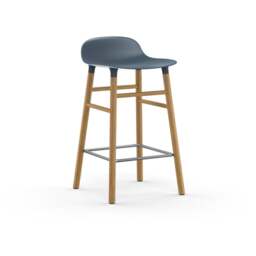 Normann Copenhagen Form Barstool - Wood - 65cm - Blue - Oak Legs Shell Colour: Blue, Leg Colour: Oak - thumbnail 1