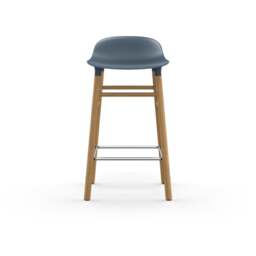 Normann Copenhagen Form Barstool - Wood - 65cm - Blue - Oak Legs Shell Colour: Blue, Leg Colour: Oak - thumbnail 2