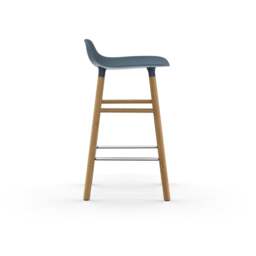 Normann Copenhagen Form Barstool - Wood - 65cm - Blue - Oak Legs Shell Colour: Blue, Leg Colour: Oak - thumbnail 3