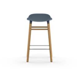 Normann Copenhagen Form Barstool - Wood - 65cm - Blue - Oak Legs Shell Colour: Blue, Leg Colour: Oak - thumbnail 4