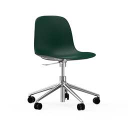 Normann Copenhagen Form Chair Swivel - 5 Wheel - Gas Lift - Green - Aluminium Legs Shell Colour: Green, Leg Colour: Aluminium