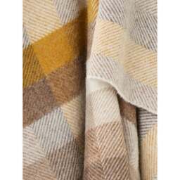 Bronte By Moon Woodale Stripe/Check Pure New Wool Throw - Gold - thumbnail 2